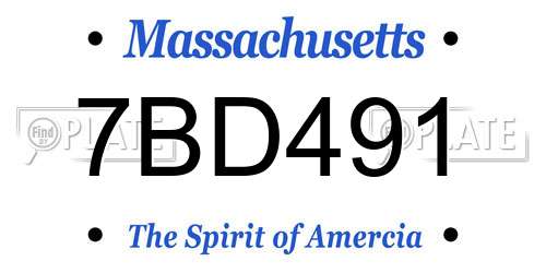 7BD491 Massachusetts License Plate