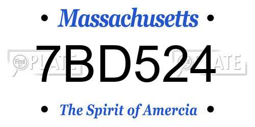 7BD524 Massachusetts License Plate