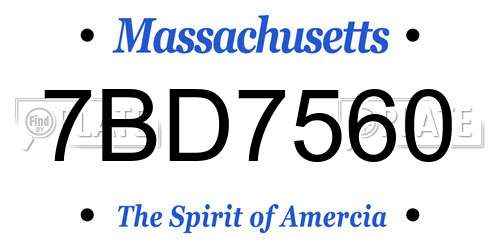 7BD7560 Massachusetts License Plate