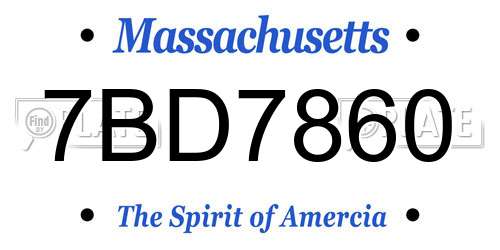 7BD7860 Massachusetts License Plate