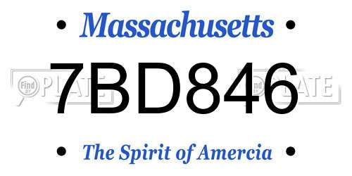 7BD846 Massachusetts License Plate