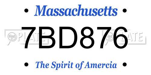 7BD876 Massachusetts License Plate