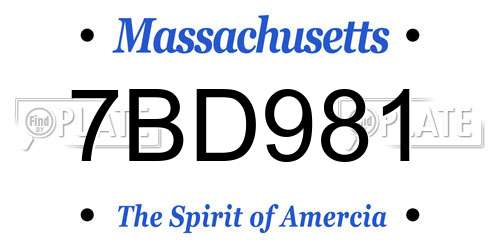 7BD981 Massachusetts License Plate