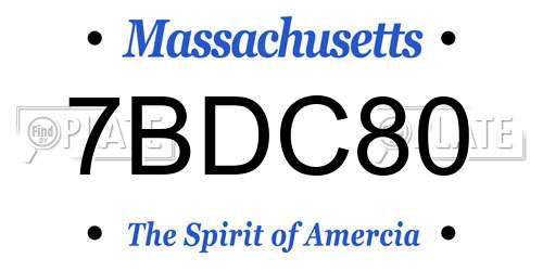 7BDC80 Massachusetts License Plate