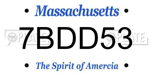 7BDD53 Massachusetts License Plate