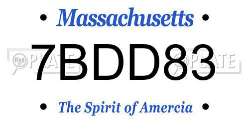 7BDD83 Massachusetts License Plate