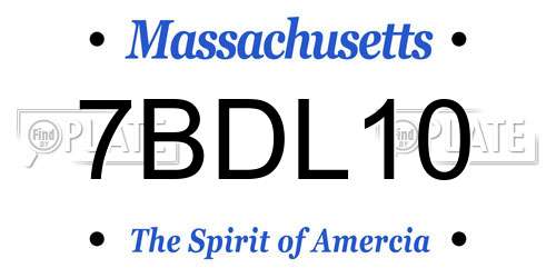 7BDL10 Massachusetts License Plate