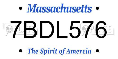 7BDL576 Massachusetts License Plate