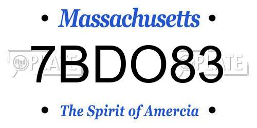7BDO83 Massachusetts License Plate