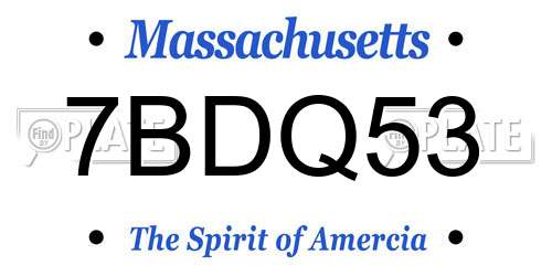 7BDQ53 Massachusetts License Plate