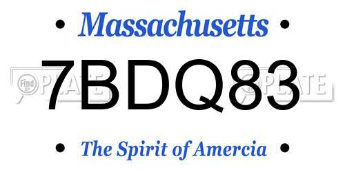 7BDQ83 Massachusetts License Plate