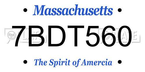 7BDT560 Massachusetts License Plate