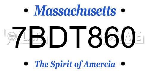 7BDT860 Massachusetts License Plate