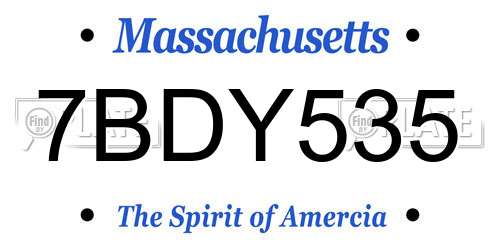 7BDY535 Massachusetts License Plate