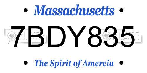 7BDY835 Massachusetts License Plate