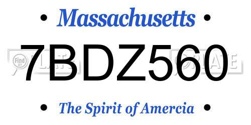 7BDZ560 Massachusetts License Plate