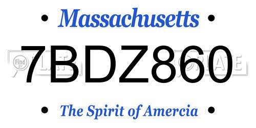 7BDZ860 Massachusetts License Plate