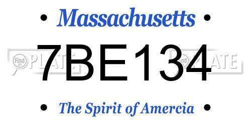 7BE134 Massachusetts License Plate
