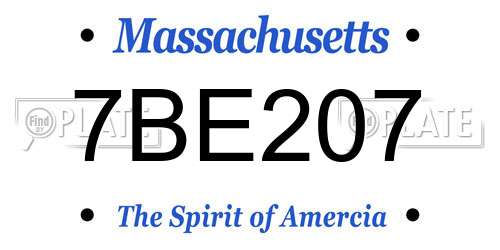 7BE207 Massachusetts License Plate