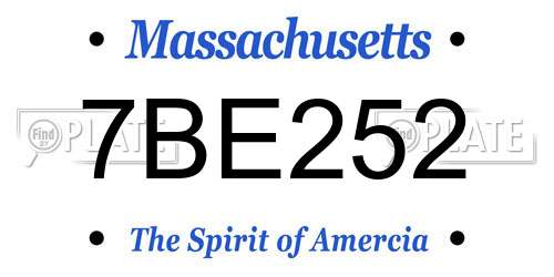 7BE252 Massachusetts License Plate