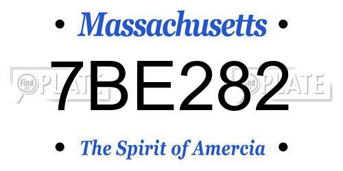 7BE282 Massachusetts License Plate
