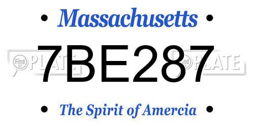 7BE287 Massachusetts License Plate
