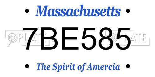7BE585 Massachusetts License Plate