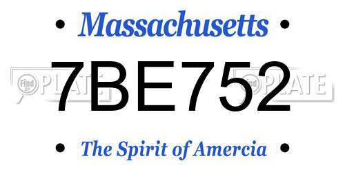 7BE752 Massachusetts License Plate