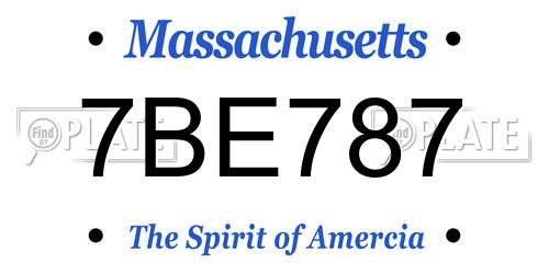 7BE787 Massachusetts License Plate