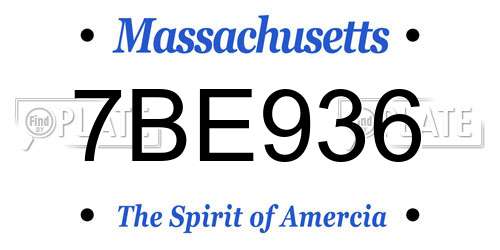 7BE936 Massachusetts License Plate