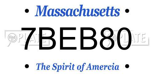 7BEB80 Massachusetts License Plate