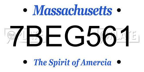 7BEG561 Massachusetts License Plate