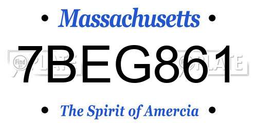 7BEG861 Massachusetts License Plate