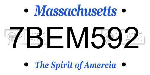 7BEM592 Massachusetts License Plate