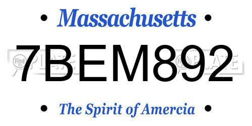 7BEM892 Massachusetts License Plate