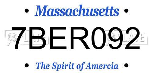 7BER092 Massachusetts License Plate