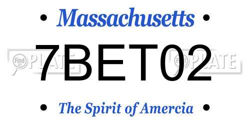 7BET02 Massachusetts License Plate