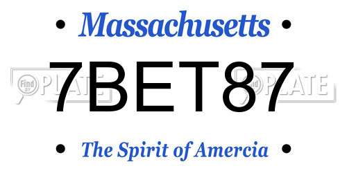 7BET87 Massachusetts License Plate