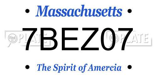 7BEZ07 Massachusetts License Plate