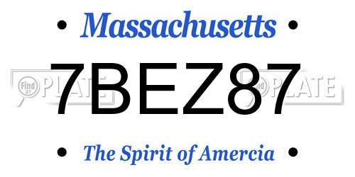 7BEZ87 Massachusetts License Plate