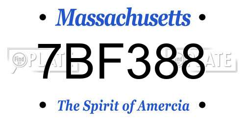 7BF388 Massachusetts License Plate