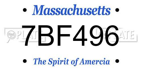 7BF496 Massachusetts License Plate