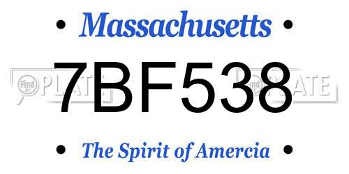 7BF538 Massachusetts License Plate