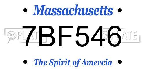 7BF546 Massachusetts License Plate