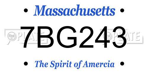 7BG243 Massachusetts License Plate