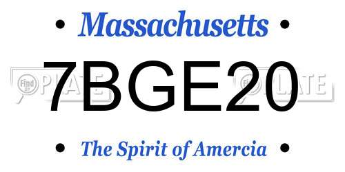 7BGE20 Massachusetts License Plate