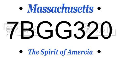 7BGG320 Massachusetts License Plate