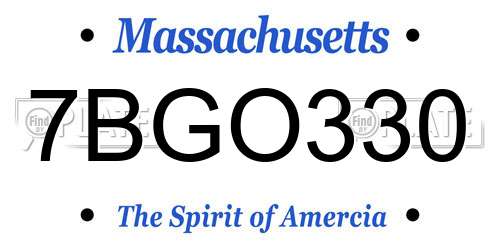 7BGO330 Massachusetts License Plate
