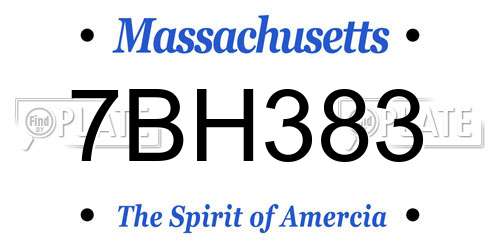 7BH383 Massachusetts License Plate