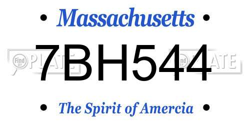 7BH544 Massachusetts License Plate